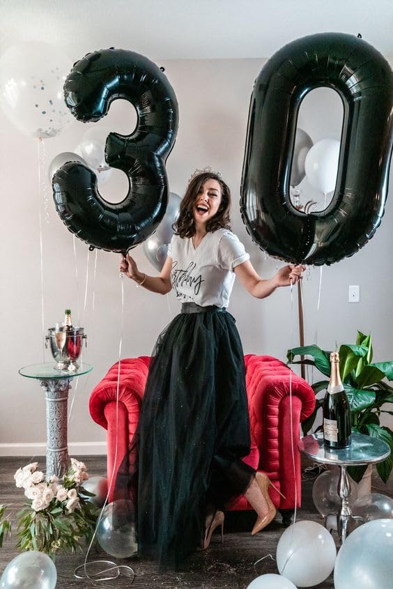 Black Number 0 Balloon 40 Inch, 0th Birthday Party Decorations Men Women | Foil - Image 3