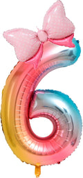 40-Inch Number 6 Gradient Giant Number Balloons And Mini Bow Balloons Foil by Unknown