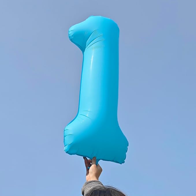 40 in Blue Number Balloon 4 Blue Fluorescent Birthday balloon Number 4 | Helium - Image 4