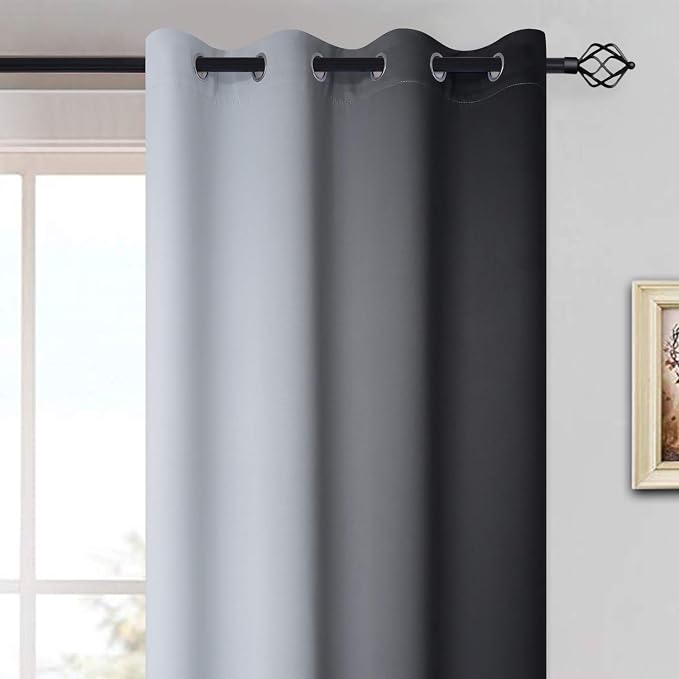 Yakamok Greyish White and Black Ombre Curtains - Image 3