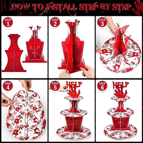 Sliner 3 Tier Halloween Bloody Cupcake Stand Party Decorations - Image 4