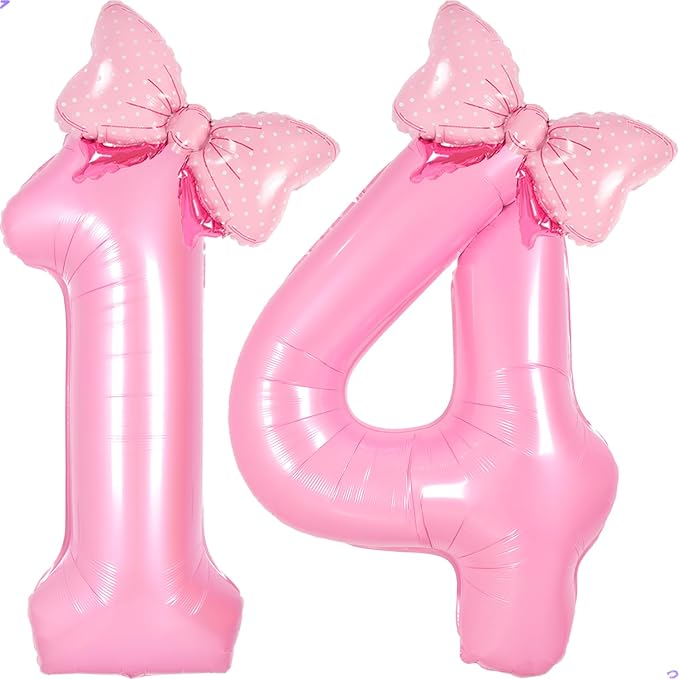 Pink 14 Balloons Numbers Pink Birthday Decorations by Unknown