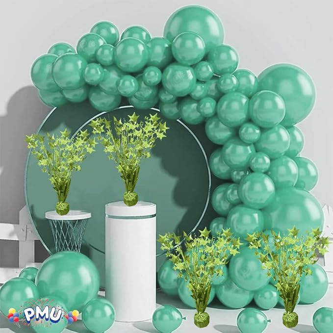 PMU 12 Pack Bursting Star Metallic Foil Spray Centerpiece- Lime Green Balloon - Image 3