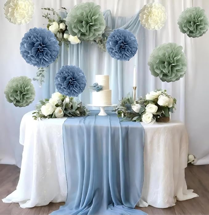 Sage-Green Dusty Blue Ivory Party-Decorations - Image 8