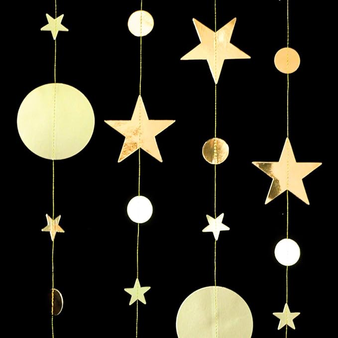 Gold Party Decoration Gold Star Circle Dot Hanging Garland Hanging Streamer - Image 4