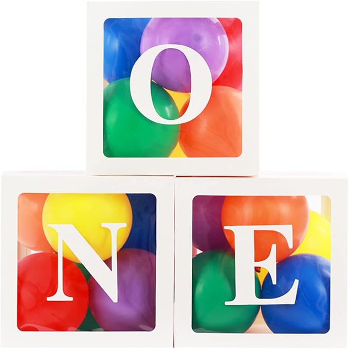 First Birthday Decorations for Boy Girls, ONE Balloon Boxes by TGMMC
