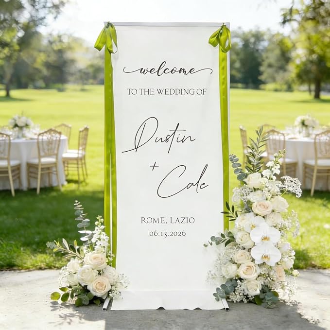 Personalized Fabric Wedding Welcome Sign, Linen Wedding Welcome Sign Cotton - Image 2