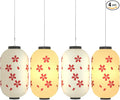 Traditional Japanese Style Beige White Silk Cherry Blossom Lantern 8 x 14 Inch by ZUEXT