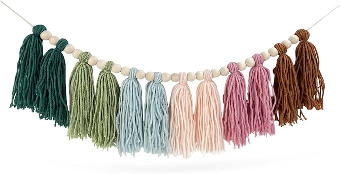 Rainbow Boho Tassel Wall Hanging by yuntop