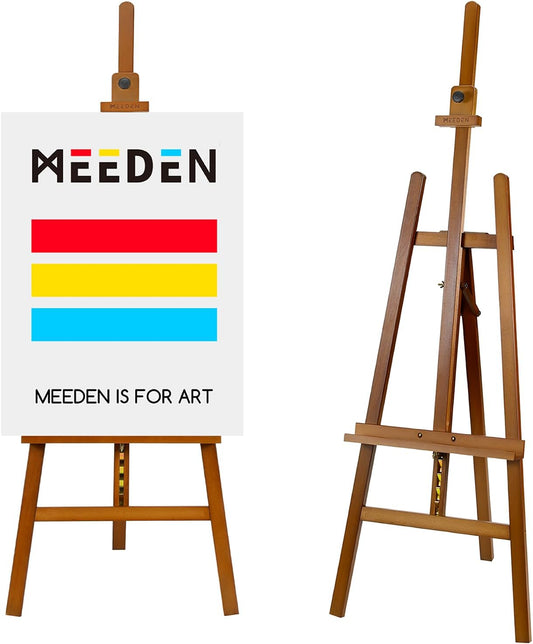MEEDEN Painting Wooden Art Easel: Solid Beechwood Display Easel Stand Hold Canvas up to 43'' - Adjustable Easel from 57''-76" for Adults Student Studio Gallery - Walnut