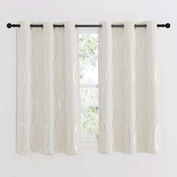 NICETOWN Beige Kitchen Curtains Small Blackout Panels 34 by 54 Inch, Window - Image 2