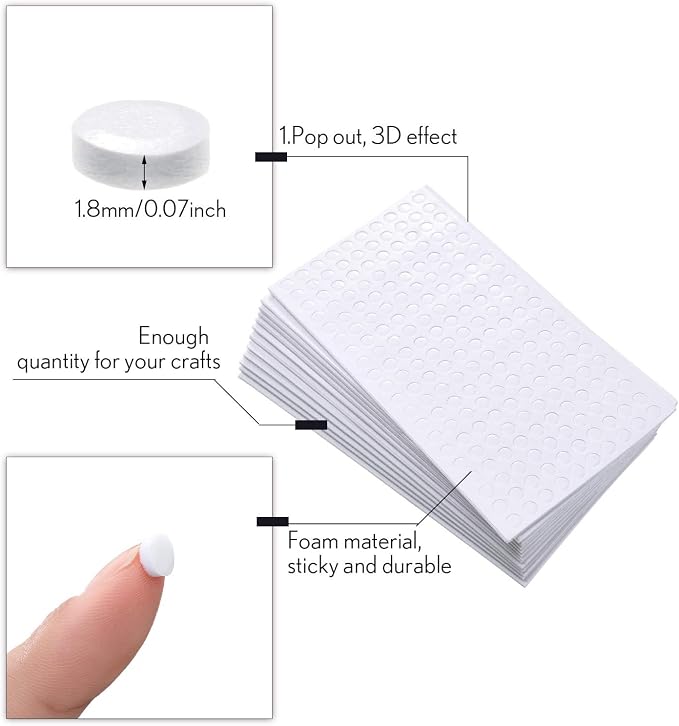 Outus 2400Pcs Foam Dots 3D Adhesive, 12 Sheets Foam Pop Dots - Image 4