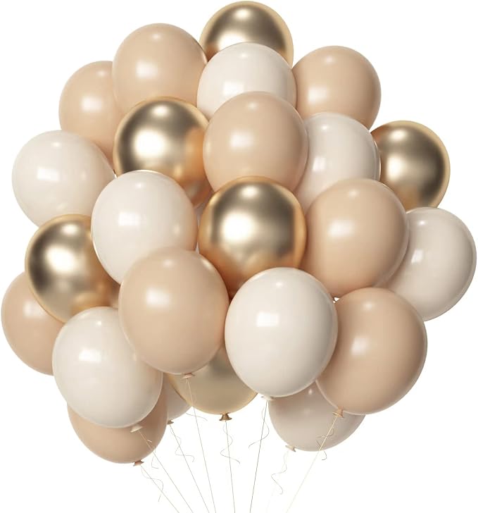 Blush Gold Beige Neutral Balloons by Aiwolf