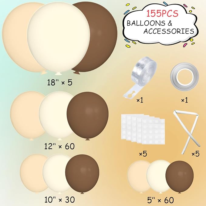 MEBAY Boho Brown White Nude Balloon Garland Arch Kit - Image 2