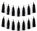 Black White Tassel Garland Banner, 30 Pack Paper Tassels Streamers by SIPRKAICT