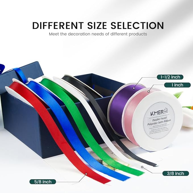 3/8 inch Double Faced Polyester Emerald Green Satin Ribbon, Perfect for Gift Wrapping Very Suitable for Weddings Party Hair Bow Invitation Decorations and More (50 Yards)