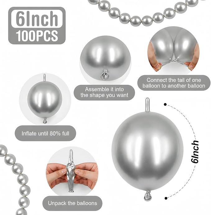Silver Linking Balloons - Image 2