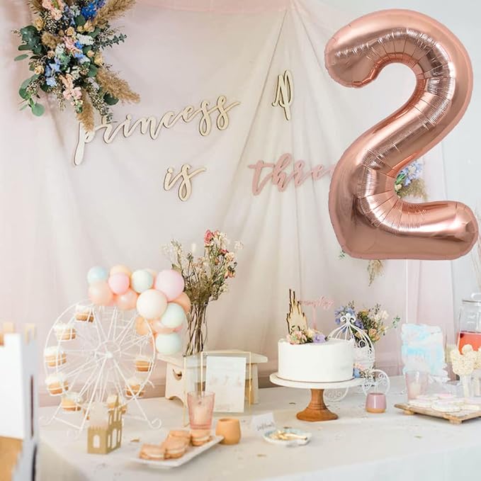 TONIFUL 40 Inch Rose Gold Large Numbers Balloons 0-9, Number 2 Digital 2 Helium - Image 4