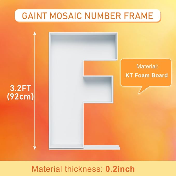 Marquee Letters 3FT Tall Mosaic Balloon Frame Pre-Cut Foam Board Letter F | - Image 2