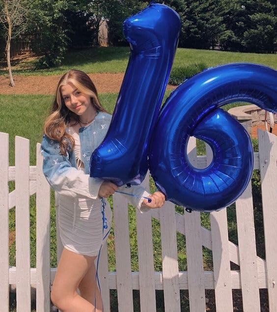 6 Balloon Numbers Party Decorations, 40In Dark Blue Balloons - Image 2