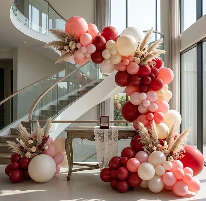 Red Balloons Double Stuffed Different Sizes Balloon Arch Kit | Dark Red Balloon - Image 6