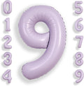 SUWEN 40 Inch Light Purple Lavender Big 9 Balloon Number Foil Helium 0-9 | 9th by SUWEN