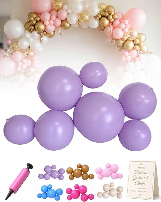 Reusable Balloon Garland 5 Cluster Inflatable Latex Free PVC Clusters Arch Kit by Frewac