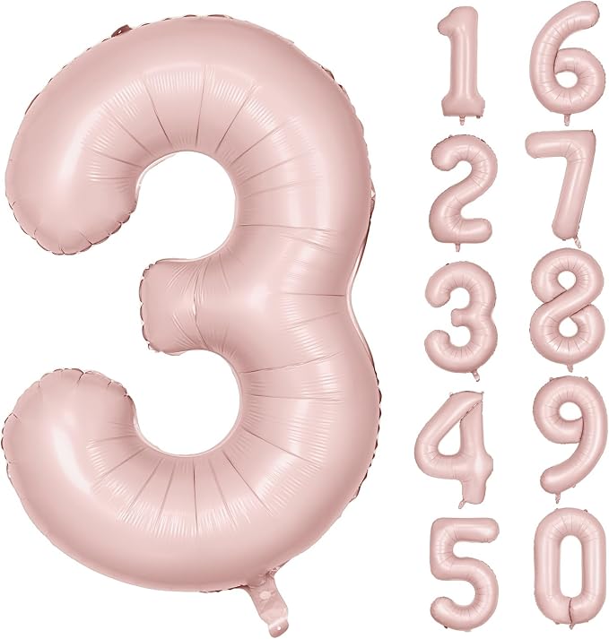 40 inch Pink Number Balloon Light Pink 3 Balloon Number 3 Balloon by Yeodong
