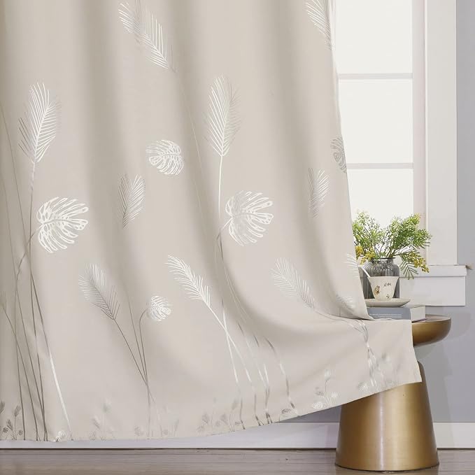 Cream Beige Curtain for Sliding Door 100W x 96L Inch Long Elegant Luxury Silver - Image 4
