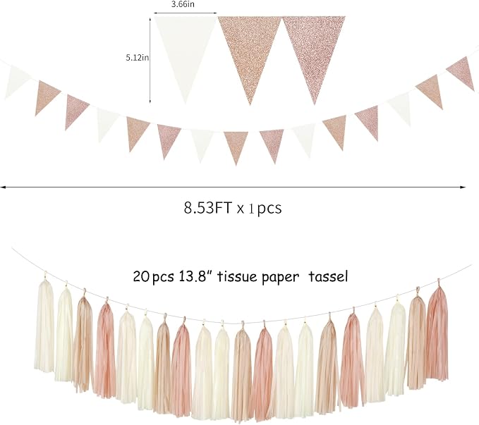 Champagne-Gold Beige Boho Baby-Shower Party-Decorations - Image 3