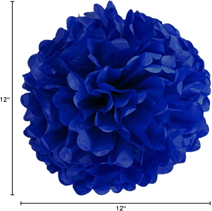 BRZIKWT 12 Pcs Blue Silver Tissue Paper Pom Poms - Image 5