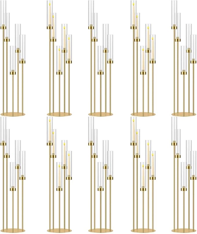 42.5in Gold Candle Holders for Table Centerpiece Candelabra Candlestick Holders by MEISHAONV