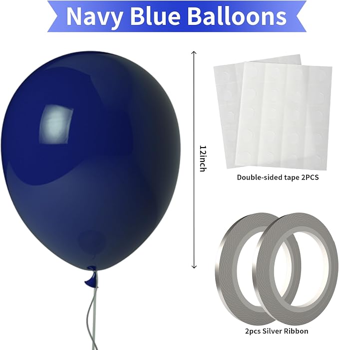 Navy Blue Balloons 100 Pack 12 Inch Dark Blue Thick Latex Party Balloons - Image 2