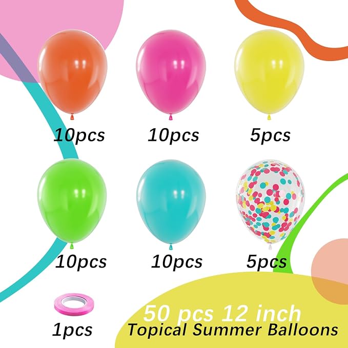 Tropical Balloons, Baby Shower Hawaiian Summer Party Decorations - Image 2