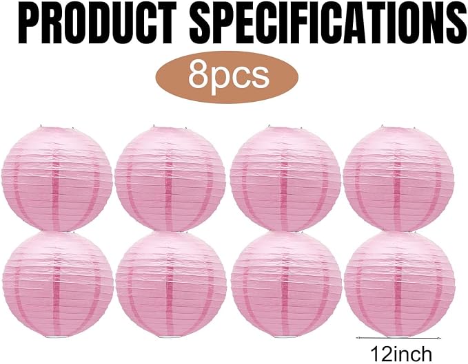 Pink Paper Lanterns Hanging Chinese Round Lanterns - Image 3
