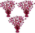 PMU 3 Pack Bursting Star Metallic Foil Spray Centerpiece- Burgundy Prismatic by PMU