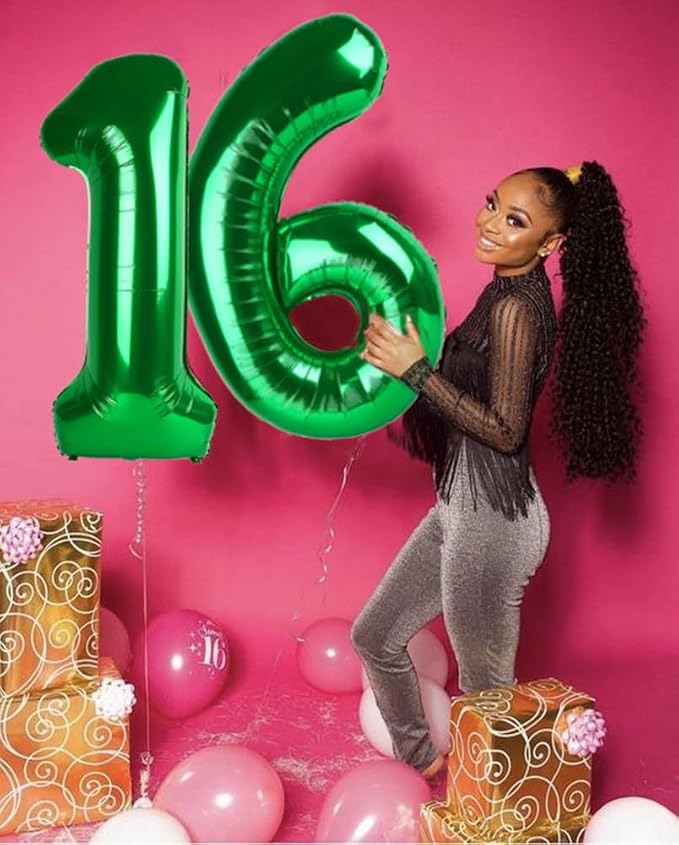 16 Balloon 40 inch Dark Green Number Balloons - Image 4