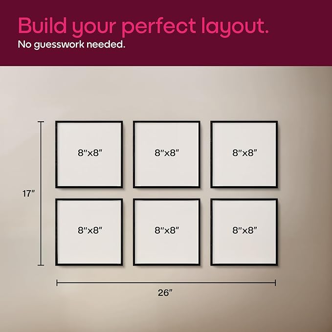 Mixtiles Official - Custom Photo Tiles - Personalized Printed Photos - Magnetic Wall Frames - Adhesive Sticker, No Nails - Various Sizes and Frames - 8x8-tiles-Tile - Black Frame