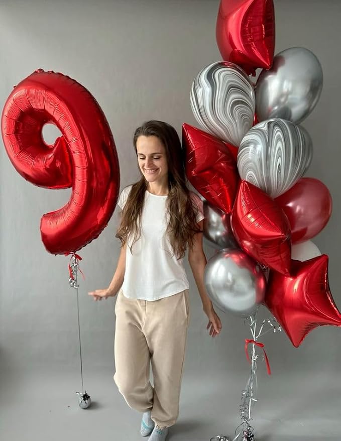 Numbers 15 Balloon 40Inch Red Balloons - Image 4