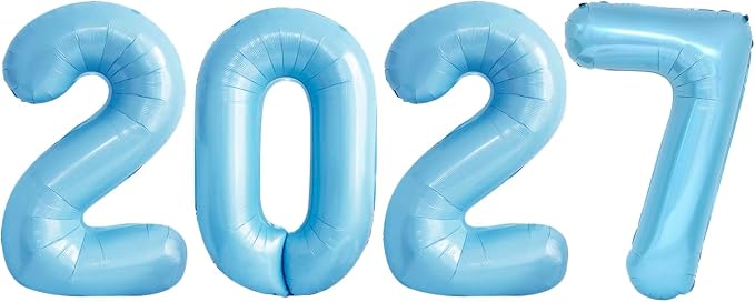 Light Blue 2027 Foil Number Balloons by GOER