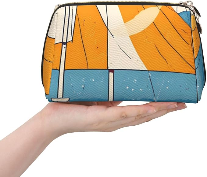 Nautical Elements Leather Makeup Bag Cosmetic Pouch Portable Travel Toiletry - Image 3