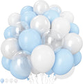 Blue and White Balloons, 12 Inch Blue White Clear Balloon, Pastel Blue Pearl by Froova