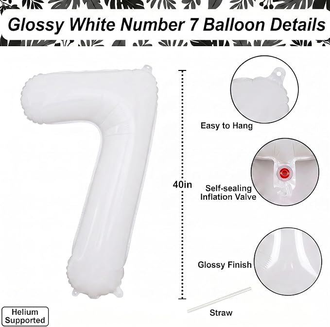 White Number 17 Balloon 40 Inch, Large White Foil Balloons - Image 4