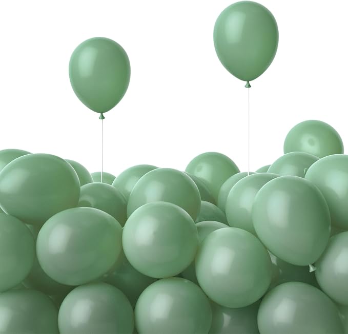 PartyWoo Sage Green Balloons 50pcs Olive Eucalyptus Dusty Green Boho Color | 5 by PartyWoo