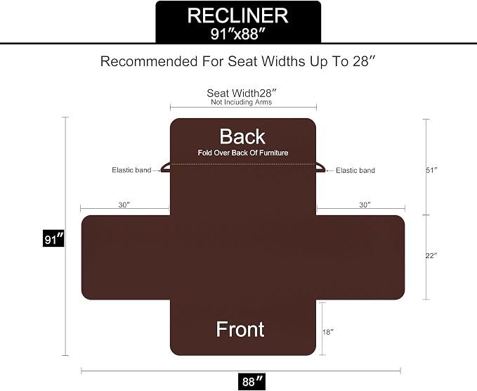 U-NICE HOME Reversible Recliner Chair Covers, Huntergreen/Sage | 28''Recliner - Image 6