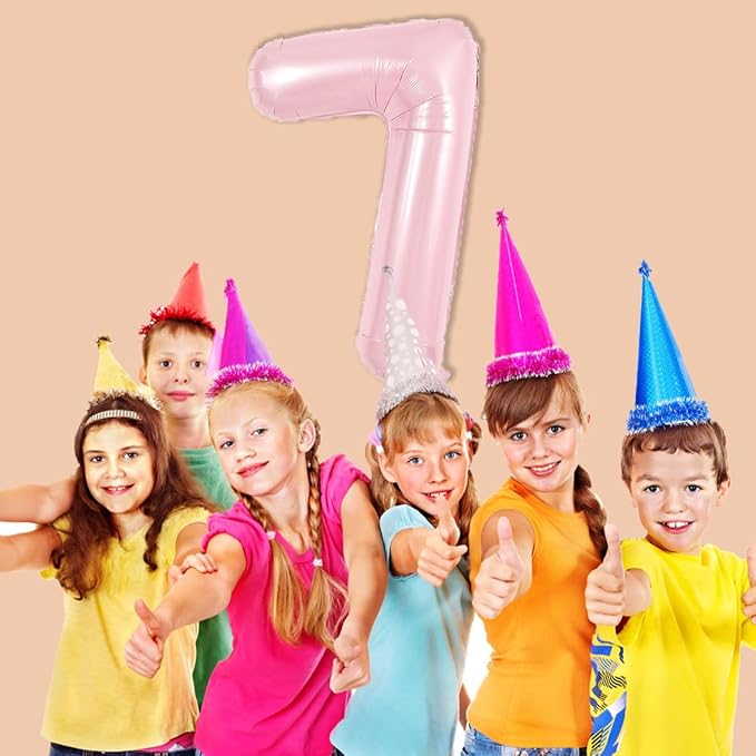 TONIFUL 40 Inch Pastel Pink Number 7 Balloons Large Foil 7th Birthday Decor | - Image 5