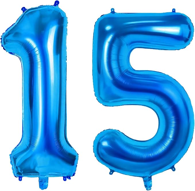 Number 15 Balloons for 15th Birthday Party Decorations, 0-100 Large No.15 by Joycard