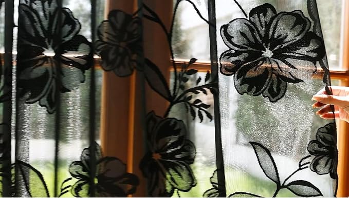 Treatmentex Black Sheer Lace Curtains - Image 4