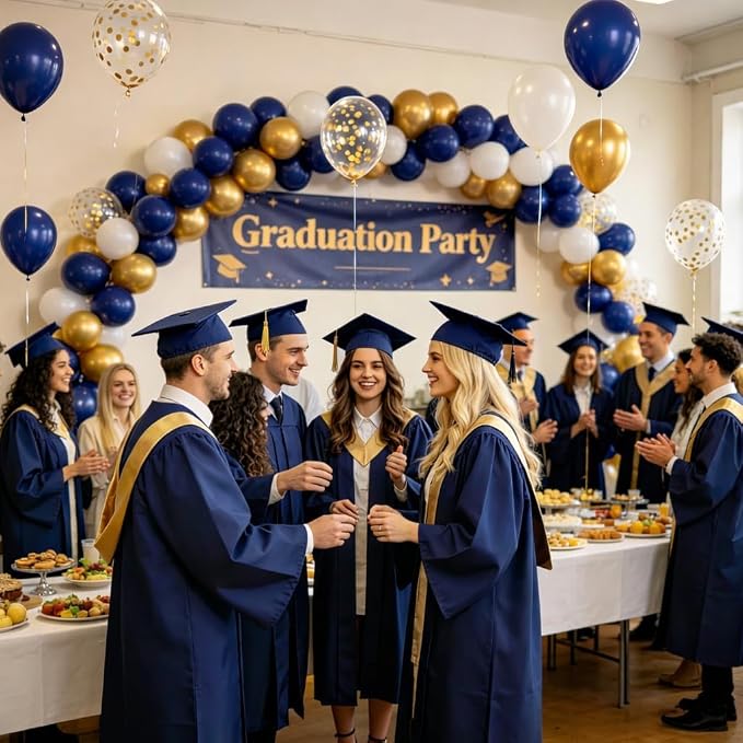 Navy Blue and Gold Balloons, Fathers Day Balloons 50pcs Navy Blue Double - Image 7