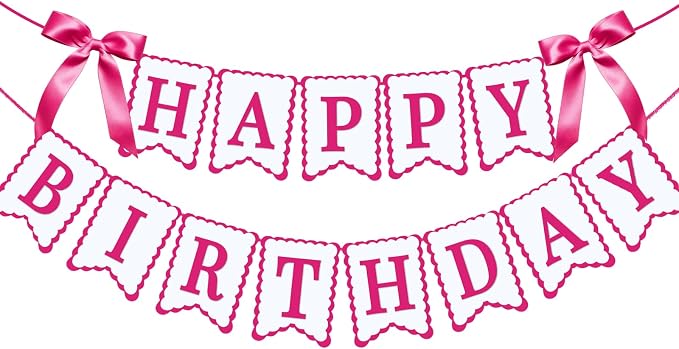 Bow Happy Birthday Banner for Bow Birthday Decorations Bows Garland for Women by JOTTING